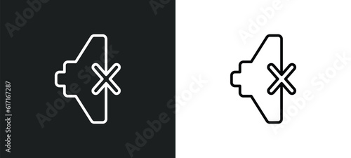 mute line icon in white and black colors. mute flat vector icon from mute collection for web, mobile apps and ui.
