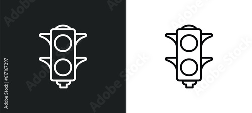traffic light line icon in white and black colors. traffic light flat vector icon from traffic light collection for web, mobile apps and ui.