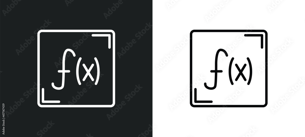 function line icon in white and black colors. function flat vector icon from function collection for web, mobile apps and ui. function line icon in white and black colors. function flat vector icon from function collection for web, mobile apps and ui.