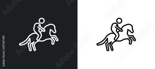 horseman line icon in white and black colors. horseman flat vector icon from horseman collection for web  mobile apps and ui.