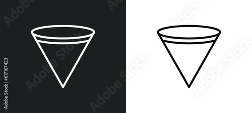 inverted cone line icon in white and black colors. inverted cone flat vector icon from inverted cone collection for web, mobile apps and ui.