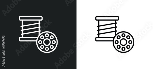 bobbin line icon in white and black colors. bobbin flat vector icon from bobbin collection for web, mobile apps and ui.