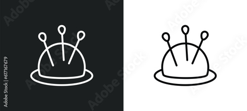 pincushion line icon in white and black colors. pincushion flat vector icon from pincushion collection for web, mobile apps and ui.