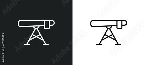 ironing board line icon in white and black colors. ironing board flat vector icon from ironing board collection for web, mobile apps and ui.