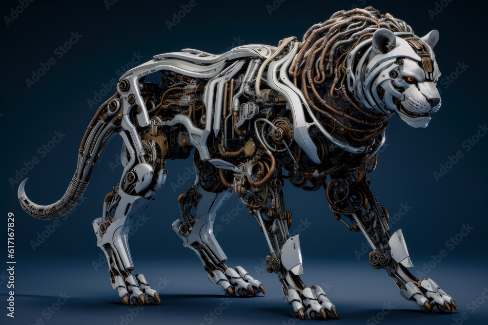 Futuristic hunting Cyber lion, generative ai Futuristic hunting Cyber lion, generative ai