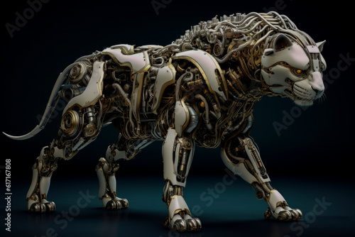 Futuristic hunting Cyber lion, generative ai