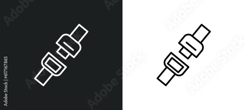 seat belt line icon in white and black colors. seat belt flat vector icon from seat belt collection for web, mobile apps and ui.