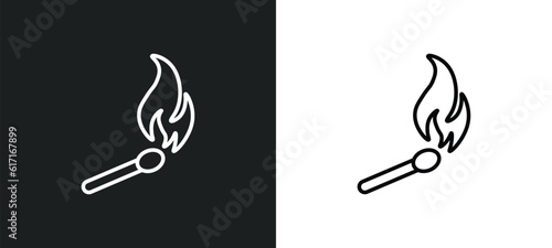 match fire line icon in white and black colors. match fire flat vector icon from match fire collection for web, mobile apps and ui.
