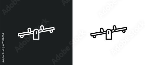 seesaw line icon in white and black colors. seesaw flat vector icon from seesaw collection for web, mobile apps and ui.