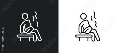 2steam bath line icon in white and black colors. 2steam bath flat vector icon from 2steam bath collection for web, mobile apps and ui.