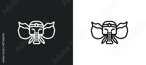 ganesha line icon in white and black colors. ganesha flat vector icon from ganesha collection for web, mobile apps and ui.
