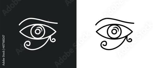 eye of ra line icon in white and black colors. eye of ra flat vector icon from eye of ra collection for web, mobile apps and ui.