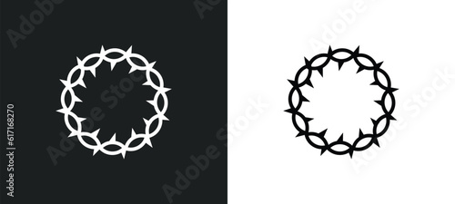 crown of thorns line icon in white and black colors. crown of thorns flat vector icon from crown of thorns collection for web, mobile apps and ui.