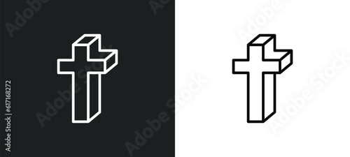 cross line icon in white and black colors. cross flat vector icon from cross collection for web, mobile apps and ui.