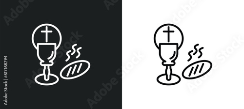 communion line icon in white and black colors. communion flat vector icon from communion collection for web, mobile apps and ui.