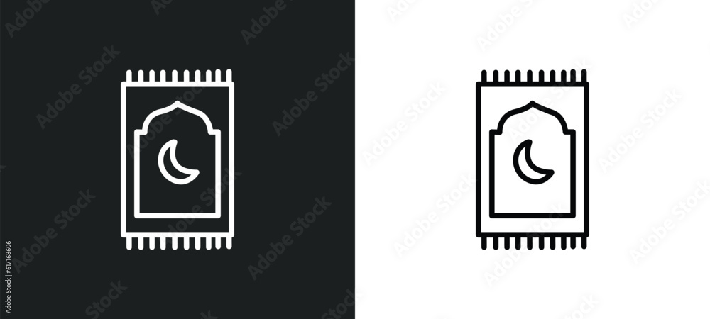 islamic praying carpet line icon in white and black colors. islamic praying carpet flat vector icon from islamic praying carpet collection for web, mobile apps and ui. islamic praying carpet line icon in white and black colors. islamic praying carpet flat vector icon from islamic praying carpet collection for web, mobile apps and ui.