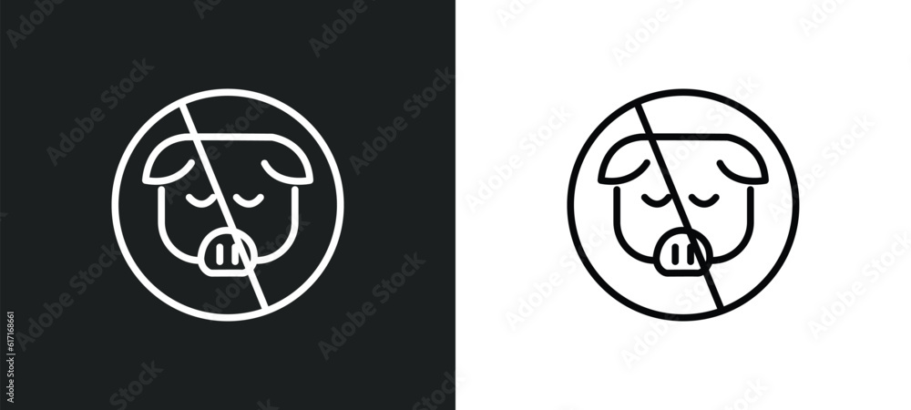 forbidden foods line icon in white and black colors. forbidden foods flat vector icon from forbidden foods collection for web, mobile apps and ui.