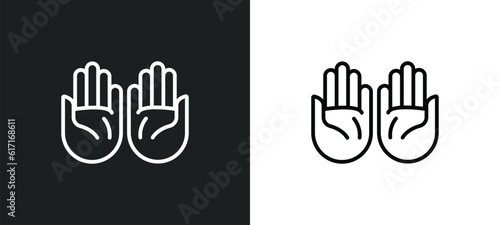 islamic pray line icon in white and black colors. islamic pray flat vector icon from islamic pray collection for web, mobile apps and ui.