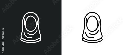 hijab line icon in white and black colors. hijab flat vector icon from hijab collection for web, mobile apps and ui.