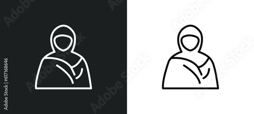 hijab veil line icon in white and black colors. hijab veil flat vector icon from hijab veil collection for web, mobile apps and ui.