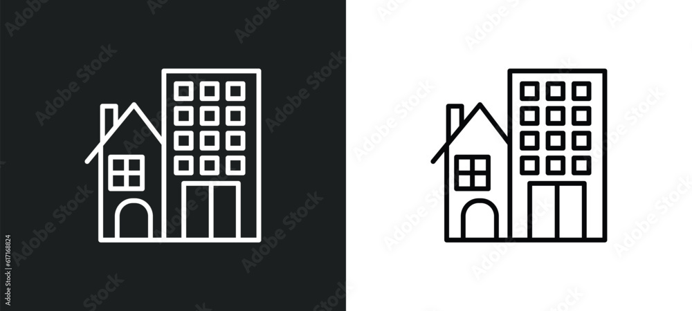real state line icon in white and black colors. real state flat vector icon from real state collection for web, mobile apps and ui.