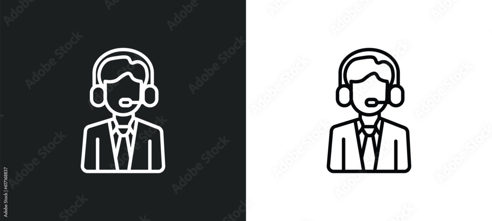 agent line icon in white and black colors. agent flat vector icon from agent collection for web, mobile apps and ui. agent line icon in white and black colors. agent flat vector icon from agent collection for web, mobile apps and ui.