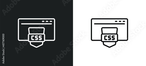css line icon in white and black colors. css flat vector icon from css collection for web, mobile apps and ui.