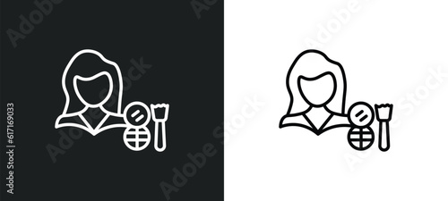 makeup artist line icon in white and black colors. makeup artist flat vector icon from makeup artist collection for web, mobile apps and ui.