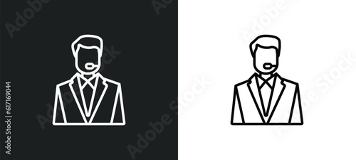 bouncer line icon in white and black colors. bouncer flat vector icon from bouncer collection for web, mobile apps and ui.
