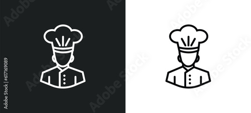 chef line icon in white and black colors. chef flat vector icon from chef collection for web  mobile apps and ui.