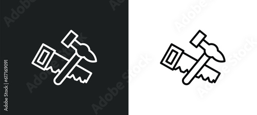 carpenter line icon in white and black colors. carpenter flat vector icon from carpenter collection for web, mobile apps and ui.