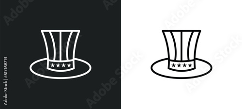 uncle sam hat line icon in white and black colors. uncle sam hat flat vector icon from uncle sam hat collection for web, mobile apps and ui.