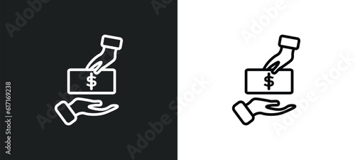 bribe line icon in white and black colors. bribe flat vector icon from bribe collection for web, mobile apps and ui.