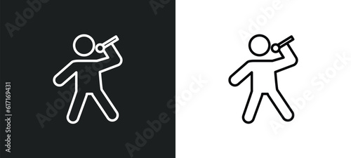 man singing line icon in white and black colors. man singing flat vector icon from man singing collection for web, mobile apps and ui.
