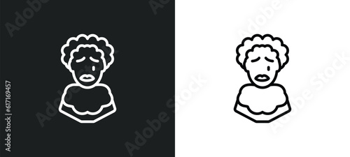 pierrot line icon in white and black colors. pierrot flat vector icon from pierrot collection for web, mobile apps and ui.