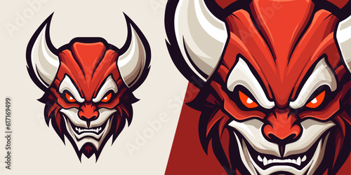 Oni Warriors Unleashed: Illustration Vector Graphic for Formidable Sport and E-Sport Teams