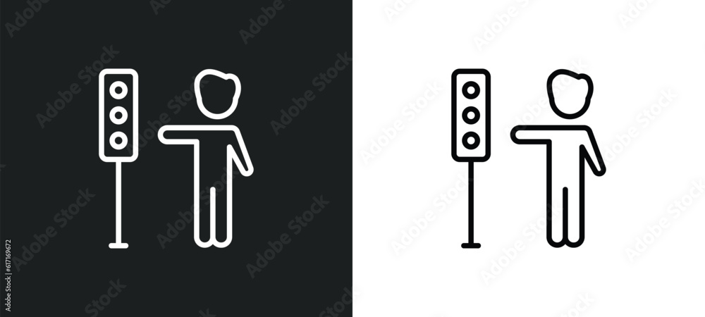 traffic hand line icon in white and black colors. traffic hand flat vector icon from traffic hand collection for web, mobile apps and ui. traffic hand line icon in white and black colors. traffic hand flat vector icon from traffic hand collection for web, mobile apps and ui.