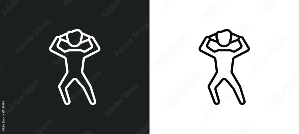 pulling hair line icon in white and black colors. pulling hair flat vector icon from pulling hair collection for web, mobile apps and ui.
