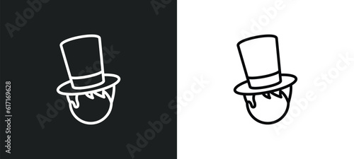 tall hat line icon in white and black colors. tall hat flat vector icon from tall hat collection for web, mobile apps and ui.