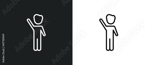 waving goodbye line icon in white and black colors. waving goodbye flat vector icon from waving goodbye collection for web, mobile apps and ui. photo