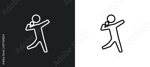 shot put line icon in white and black colors. shot put flat vector icon from shot put collection for web, mobile apps and ui.