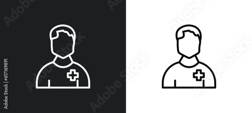 pacient line icon in white and black colors. pacient flat vector icon from pacient collection for web, mobile apps and ui.