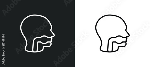 throat line icon in white and black colors. throat flat vector icon from throat collection for web, mobile apps and ui.