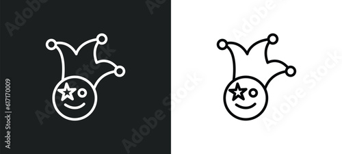 clown head with hat line icon in white and black colors. clown head with hat flat vector icon from clown head with hat collection for web, mobile apps and ui.
