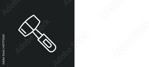 mallet line icon in white and black colors. mallet flat vector icon from mallet collection for web, mobile apps and ui.
