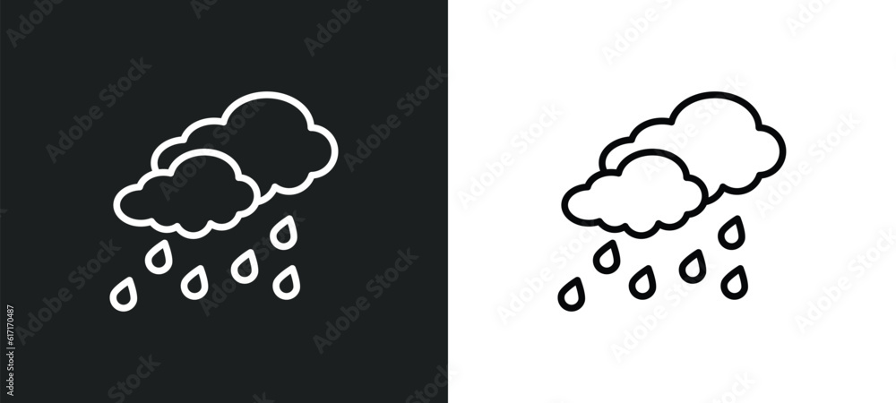 rainy cloud line icon in white and black colors. rainy cloud flat vector icon from rainy cloud collection for web, mobile apps and ui. rainy cloud line icon in white and black colors. rainy cloud flat vector icon from rainy cloud collection for web, mobile apps and ui.