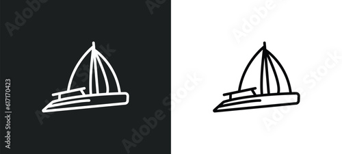 gunboat line icon in white and black colors. gunboat flat vector icon from gunboat collection for web, mobile apps and ui. photo
