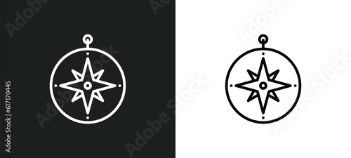 azimuth compass line icon in white and black colors. azimuth compass flat vector icon from azimuth compass collection for web, mobile apps and ui. photo
