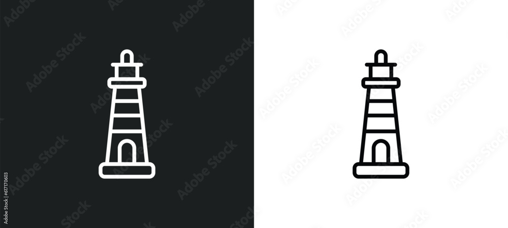 lighthouse line icon in white and black colors. lighthouse flat vector icon from lighthouse collection for web, mobile apps and ui. lighthouse line icon in white and black colors. lighthouse flat vector icon from lighthouse collection for web, mobile apps and ui.