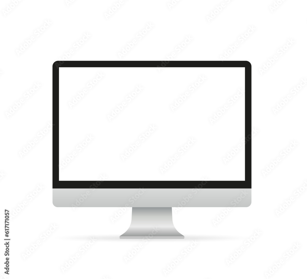 Realistic computer or PC monitor isolated on background. Сomputer monitor electronic devices. For any design. Vector illustration Realistic computer or PC monitor isolated on background. Сomputer monitor electronic devices. For any design. Vector illustration